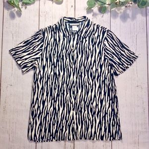 Vintage Notations Zebra Animal Print Rayon Shirt